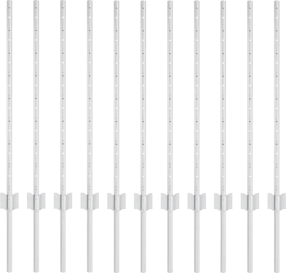 vidaXL Stâlp de gard. 11 pcs Argintiu 80 cm Oțel