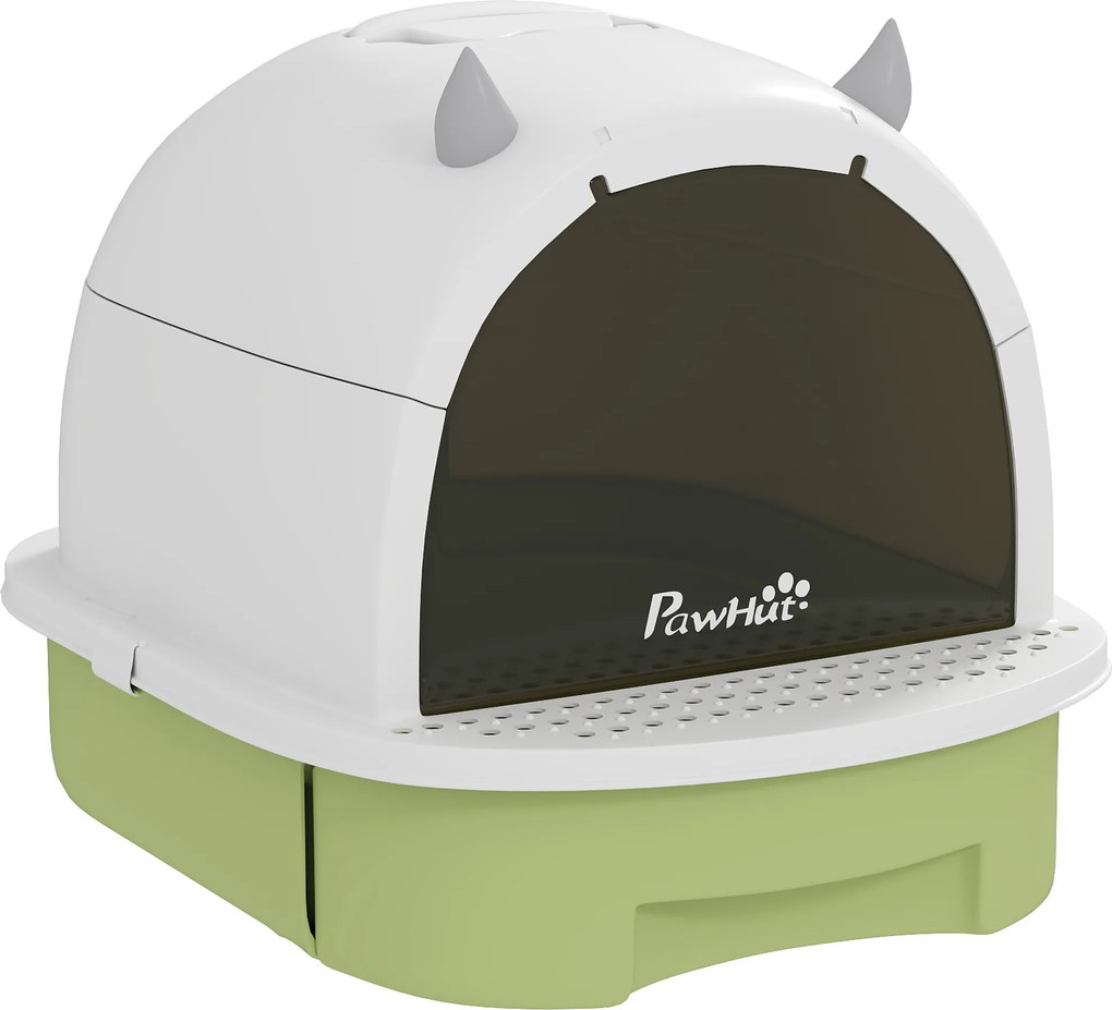 PawHut Litieră cu Capac, Tavă pentru Nisip tip Sertar cu Filtru de Carbon și Lopățică, 40,5x52x39 cm, Gri | Aosom Romania