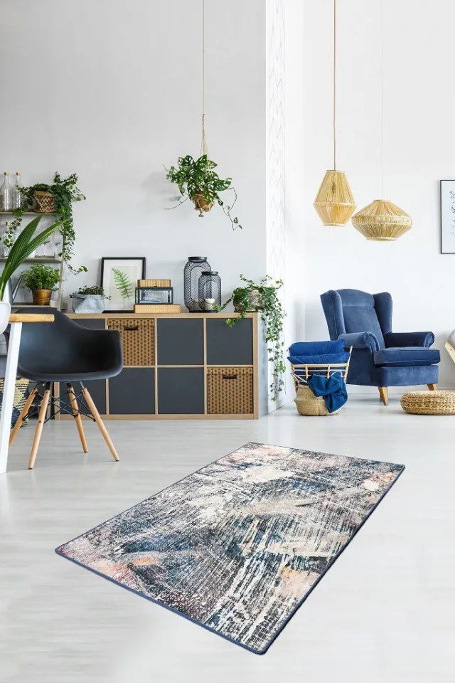 Covor Living / Dormitor Adel, 80x150 cm, Catifea / Poliester, Multicolor