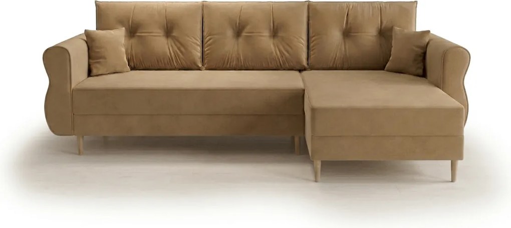 Canapea extensibila de colt SILVIANO, bej, reversibila, 230x140 cm