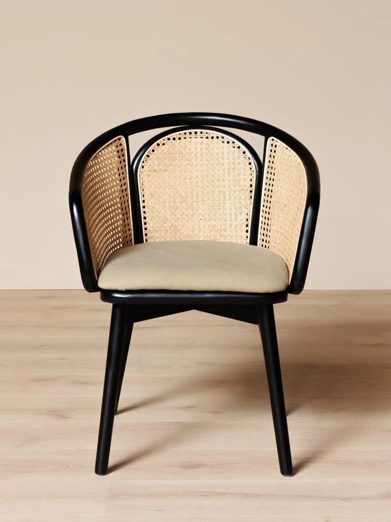 Scaun dining, din bumbac si rattan, Cleopatra