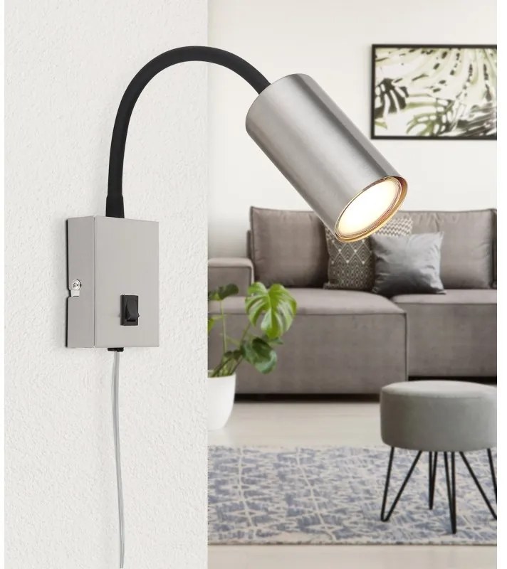 Aplica de perete cu spot directionabil design modern Robby nichel mat