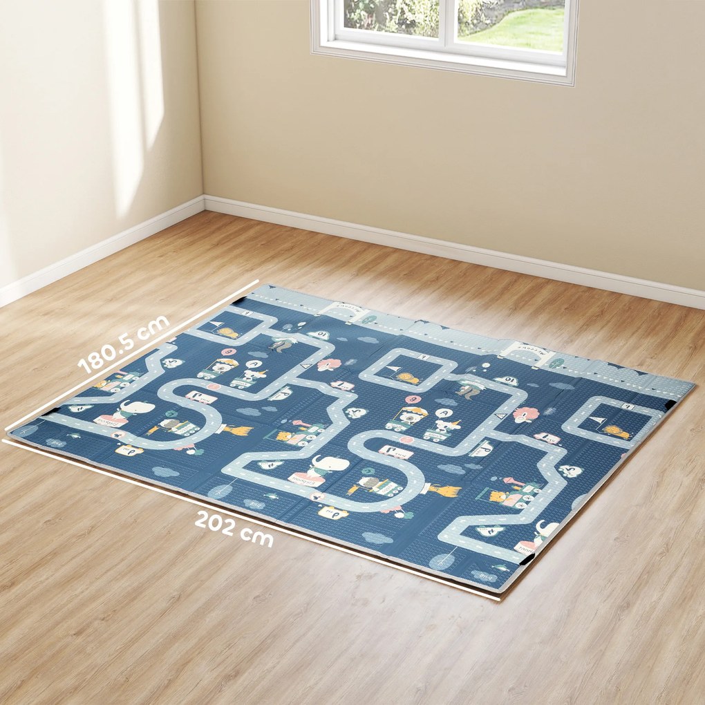 AIYAPLAY Covoraș de joacă pentru bebeluși pliabil și reversibil, covoraș de podea din spumă gros, 202 x 180,5 x 1 cm, multicolor | Aosom Romania