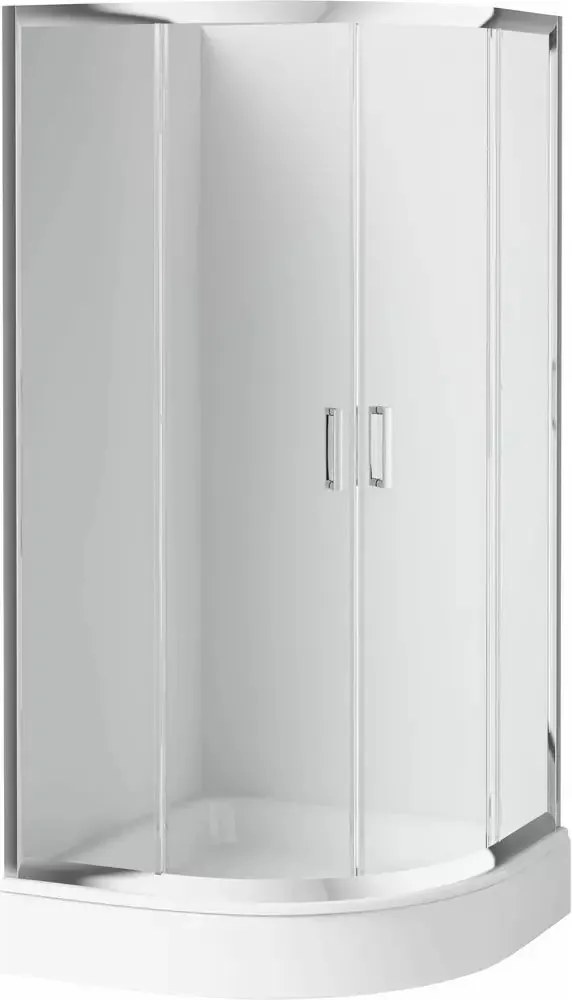 Cabina de dus semirotunda Deante Funkia cu usi culisante 90x90cm finisaj crom cu sticla transparenta