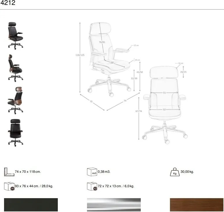 Scaun de birou modern piele sintetica si furnir de nuc Black