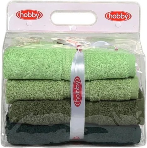 Set 4 prosoape din bumbac Rainbow Garden, 50 x 90 cm, verde