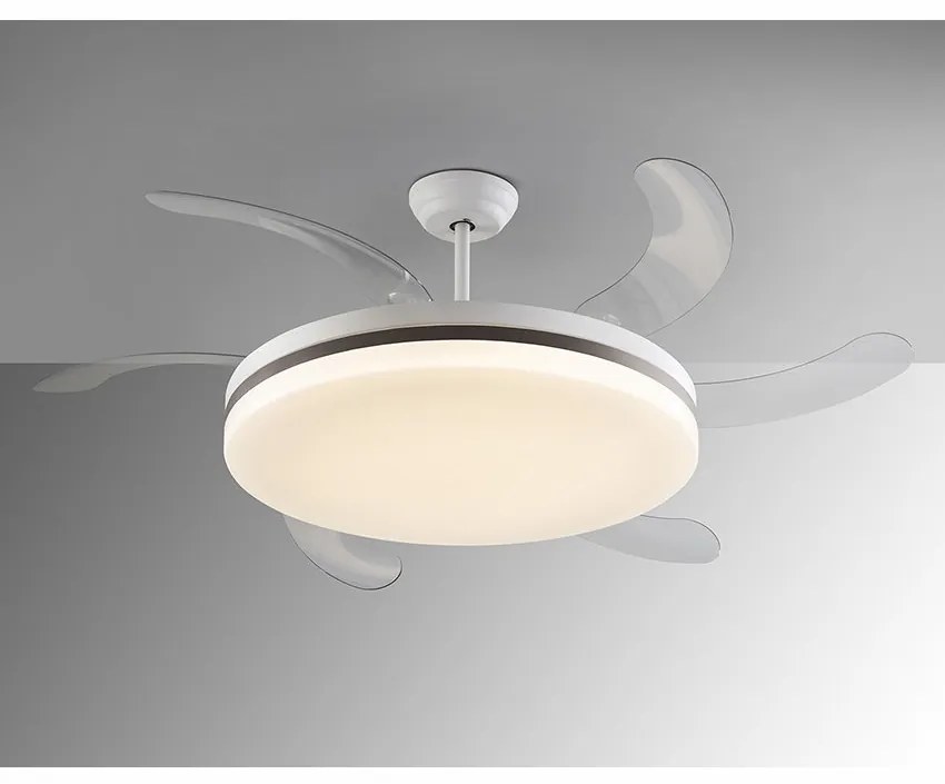 Lustra LED cu Ventilator si telecomanda, lame retractabile Vento alb/ bronz