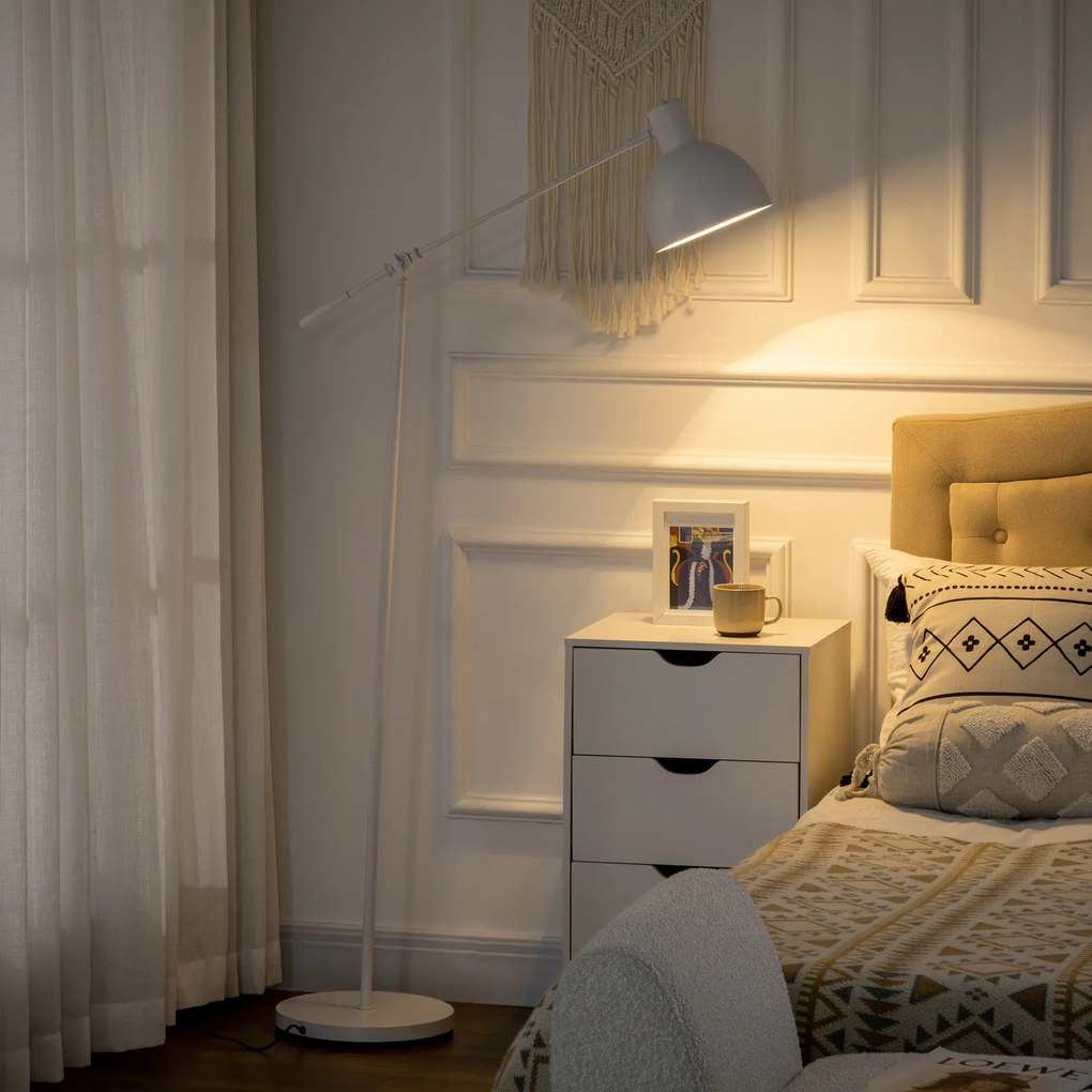 HOMCOM Lampa de podea in design industrial, ajustabila in inaltime, comutator de podea; 30 cm x 30 cm x 131 cm, Negru | Aosom Romania