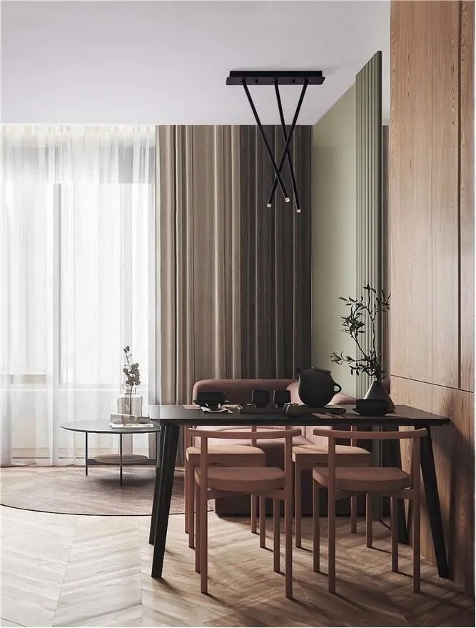 Plafoniera cu 3 Spoturi LED reglabile design tubular STILVI negru, H-65cm