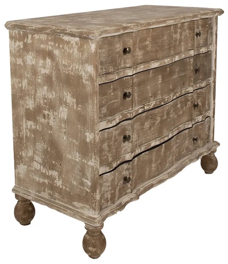 Comoda bej, din lemn masiv, aspect vintage, 4 sertare, Montauban