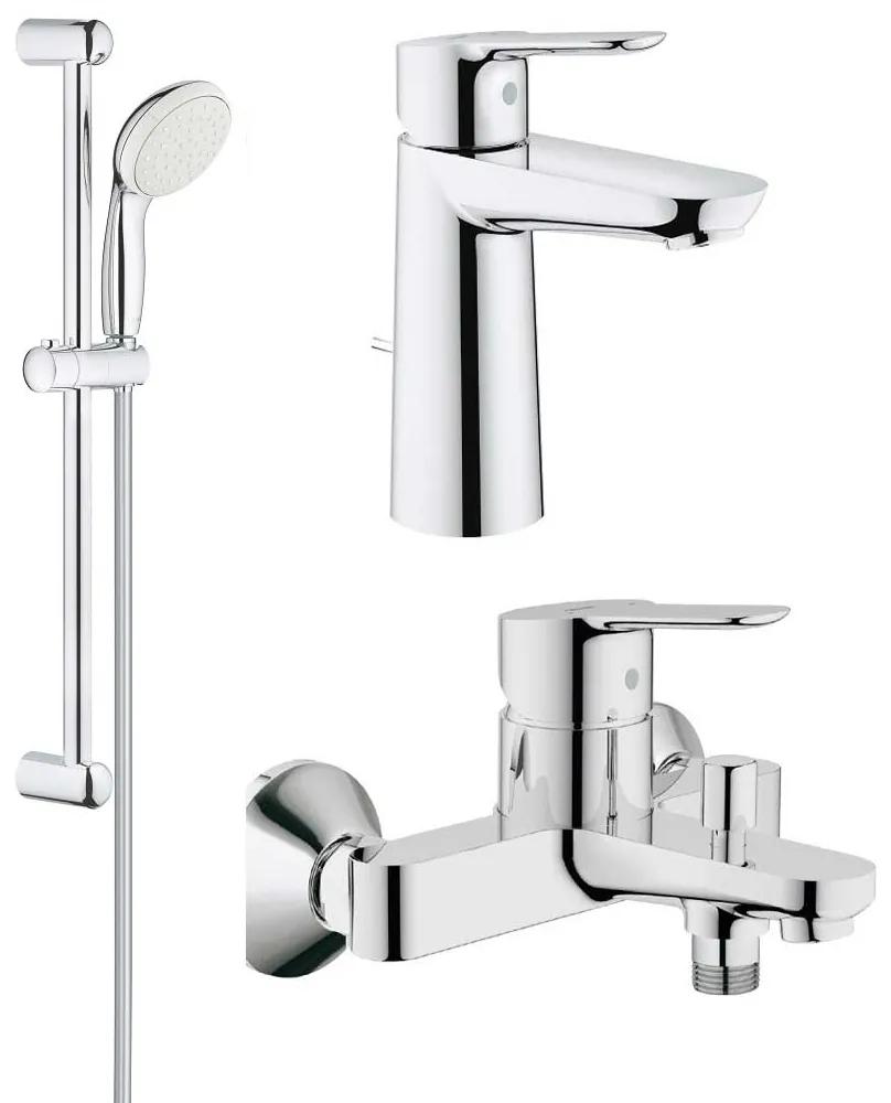 Pachet complet baterii baie inaltime medie Grohe Bau Edge ( 23758000,23334000,27853001)