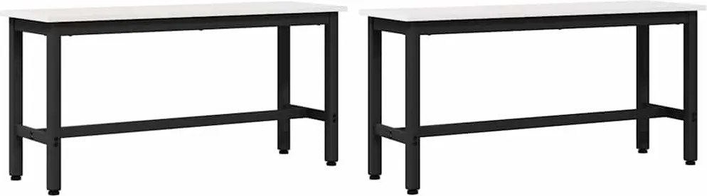 vidaXL Bancă de Dining 2 pcs Alb 100 x 32,5 x 49 cm Lemn masiv de pin