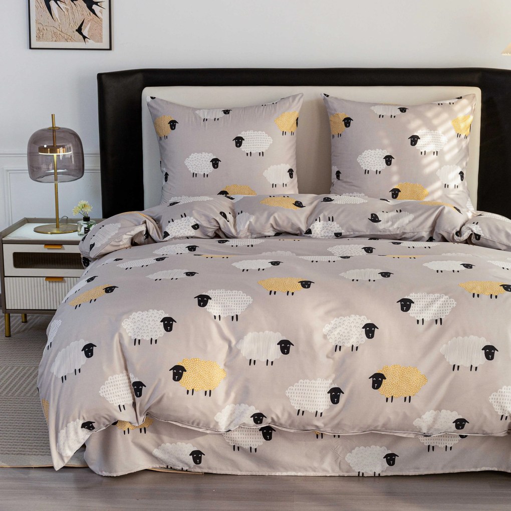 Lenjerie din microfibra SHEEP DREAM gri Dimensiune lenjerie de pat: 70 x 90 cm | 140 x 200 cm