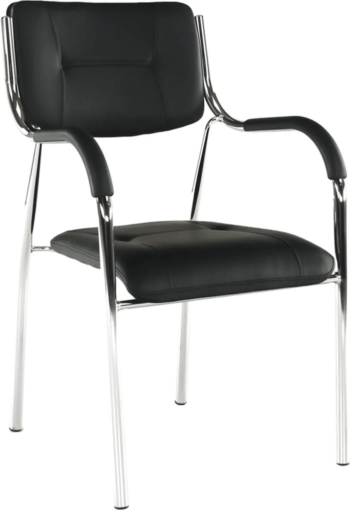 Scaun ILHAM, negru/crom, piele ecologica/metal, 52x55x85 cm