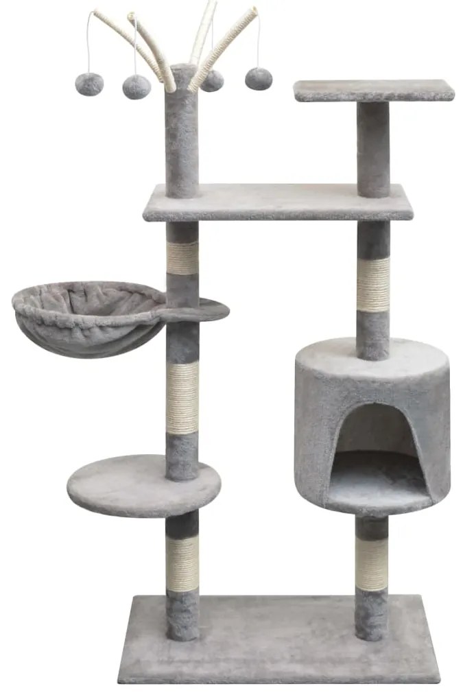 170480 vidaXL Ansamblu pentru pisici cu funie de sisal, 125 cm, gri