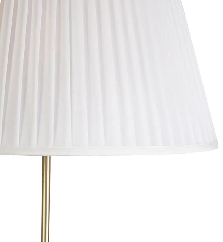 Lampă de podea auriu / alamă cu umbră plisată cremă 45 cm - Parte