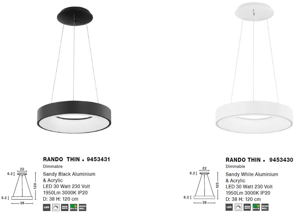 Lustra LED design modern circular RANDO THIN negru 3000K NVL-9453431