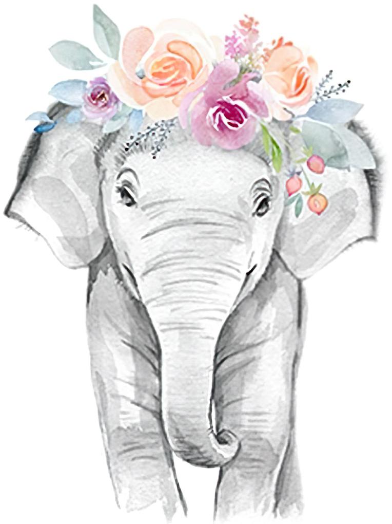 Tablouri pentru copii - Elefant cu flori 50 x 40 cm