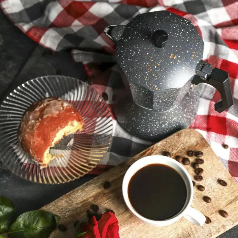 La mâna a doua: Cafetiera moka Klausberg KB 7547, 9 cesti, Inductie, Marmura gri