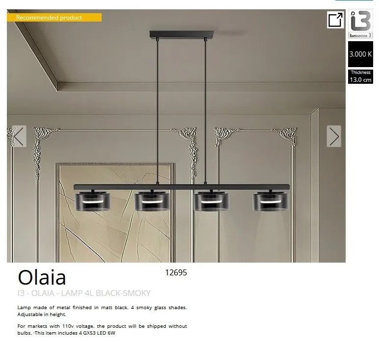 Lustra LED suspendata design modern Olaia 4L Fumuriu