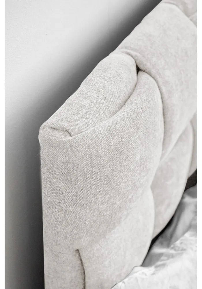 Pat matrimonial crem tapițat cu somieră 140x200 cm Eve – Miuform