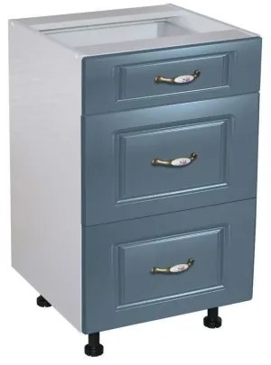 Corp inferior 40 cu 3 sertare metalice greutate Zebra MDF Albastru