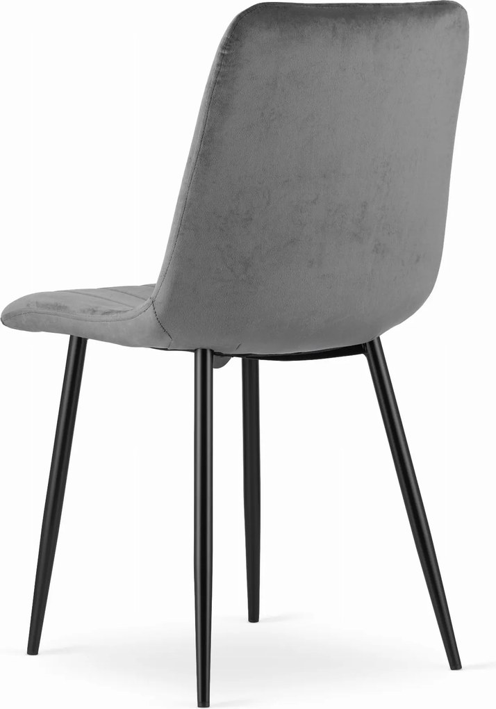 Oferta Scaun de catifea gri LAVA cu picioare negre II. calitate