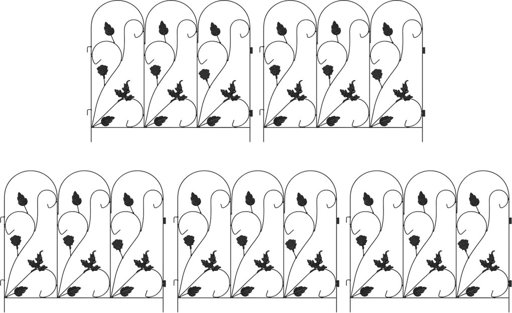 vidaXL Gard de Grădină Spalier Negru 307 x 54,5 x 0,3 cm