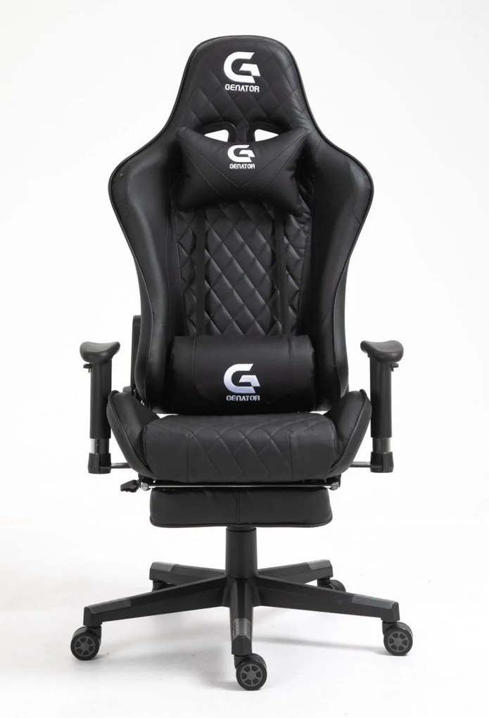 Scaun gaming cu masaj in perna lombara, suport picioare, funcție sezlong, SIG 5020, Negru