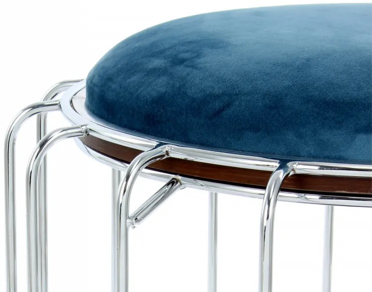 Taburet tapitat/masuta de cafea rotund/a Comfortable 50x50x45 cm albastru