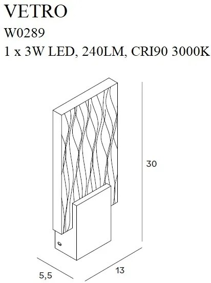 Aplica de perete LED design modern VETRO auriu W0289 MX