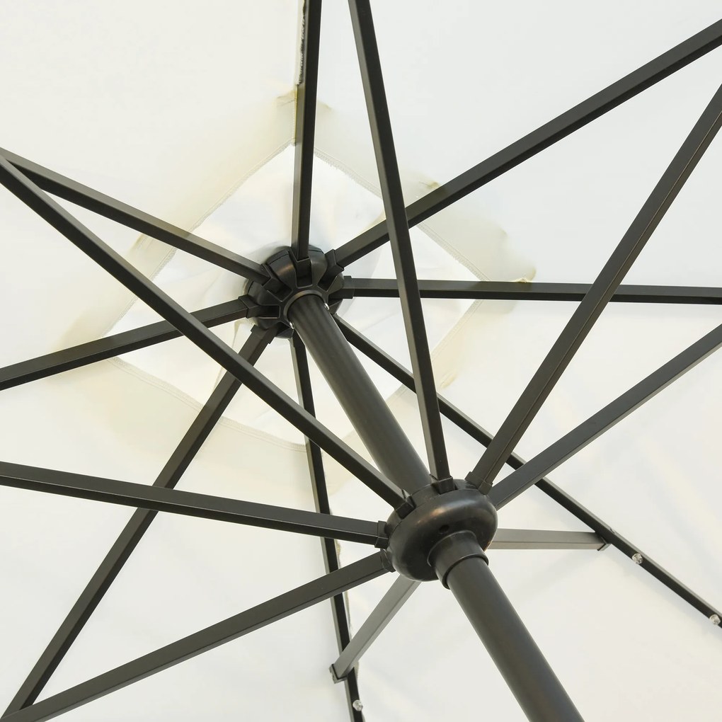 Outsunny Parasol de gradina parasol drept 3 x 2 m luminos rectangular inclinabil parasol LED solar otel poliester crem | Aosom Romania