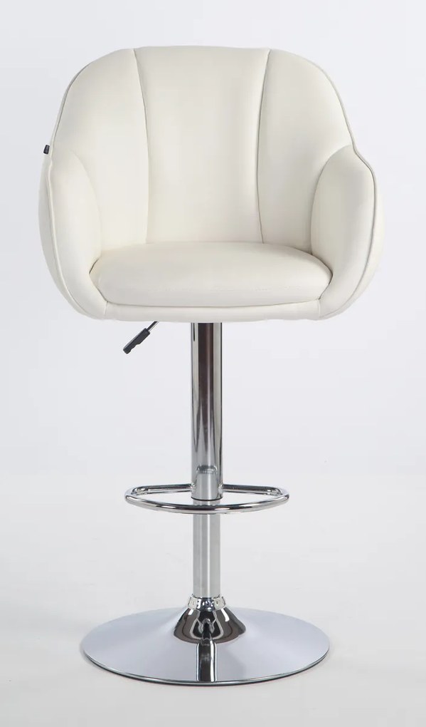 HR2055W Scaun Alb din Piele Ecologica cu Bază Cromata