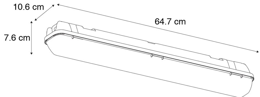 Corp de iluminat TL gri cu LED inclus 15W 2250 lm 4000K IP65 - Base