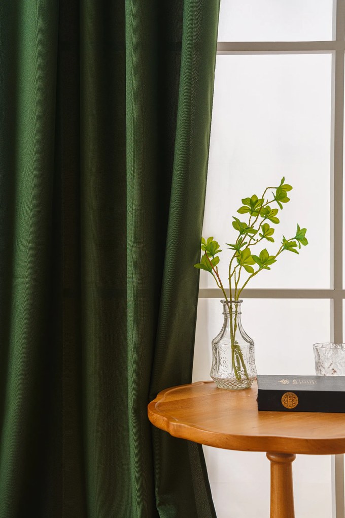 Draperie OXFORD LIGHT 140x250 cm, verde inchis Agatat: Inele metalice