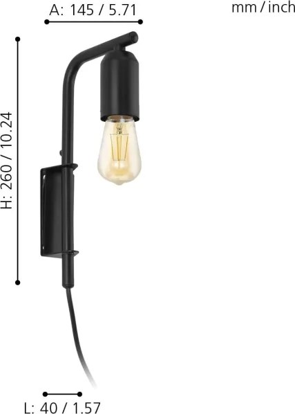 Eglo 98064 - Aplică perete ADRI 1xE27/60W/230V