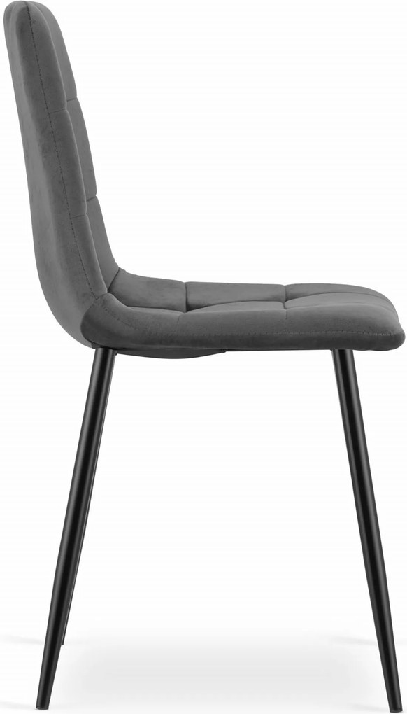 OFERTA Scaun din catifea gri inchis KARA cu picioare negre calitate II