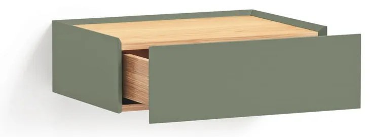 Noptieră verde suspendată cu blat cu aspect de lemn de stejar Arista – Teulat