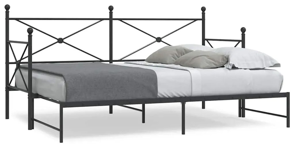 vidaXL Pat de zi cu șaia fără saltea Negru 75x190 cm Oțel