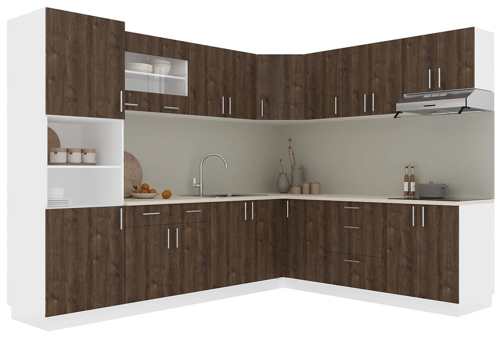 Set haaus V36, Stejar Bronz/Alb, Blat Thermo 28 mm, L 280 x 220 cm