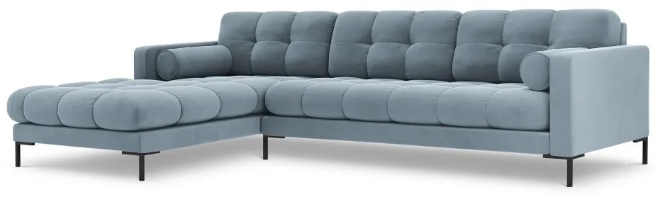 Colțar tapițat Bali, Albastru deschis/5 locuri/picioare negre/partea stângă/ L293 x l185 x h75