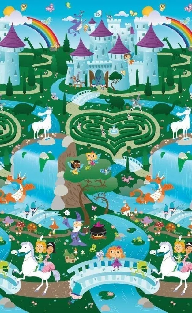 Covoras de Joaca cu Doua Fete pentru Copii Prince Lionheart City / Fantasyland