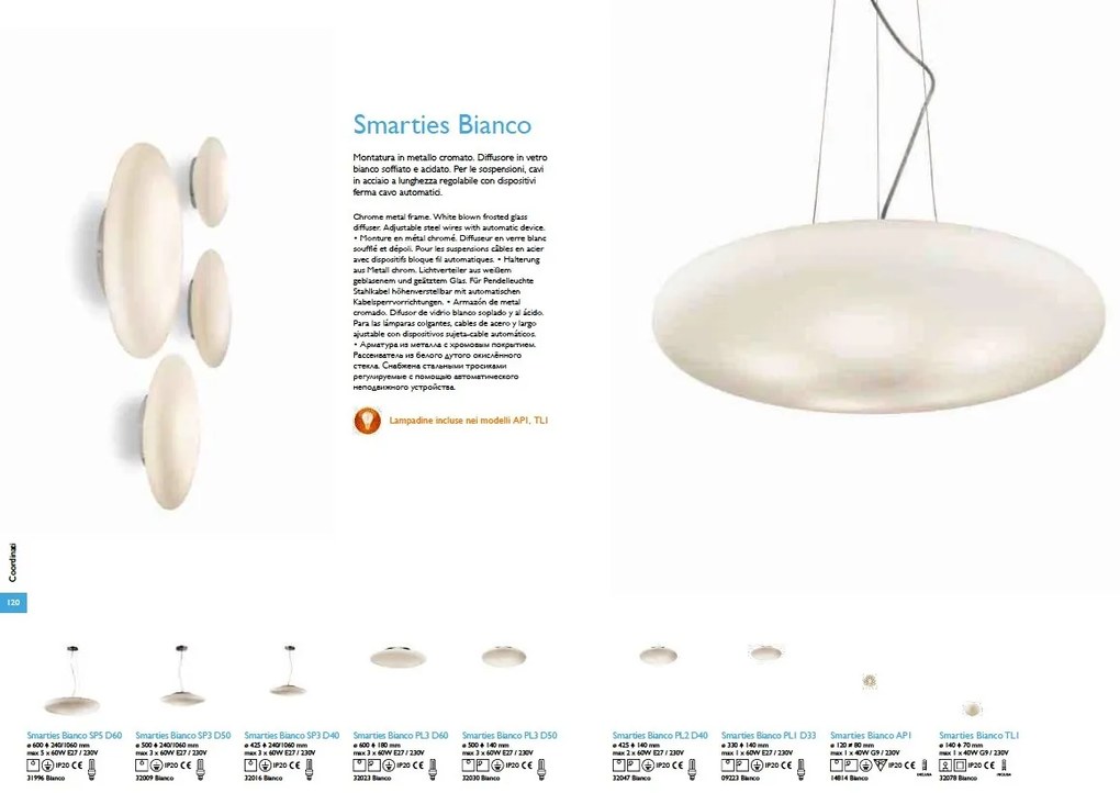 Lustra diam.50cm SMARTIES BIANCO SP3 D50 032009