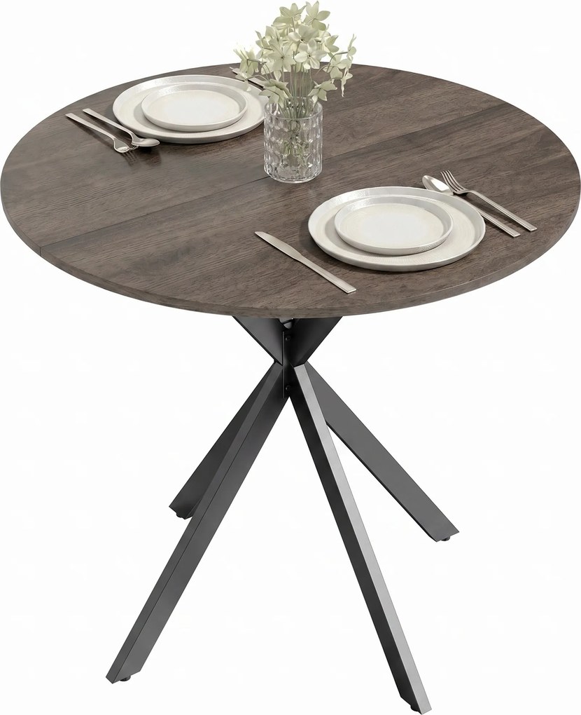 HOMCOM Masă Da Dining Rotund Stil Industrial Con Picioare în X Ø80x75 cm | Aosom Romania