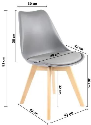 Scaune de sufragerie 4buc gri, stil scandinav Basic