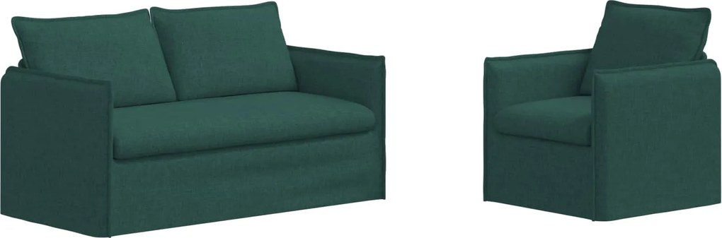 vidaXL Set de canapea 2 pcs Verde închis 196 x 82 x 85 cm țesătură