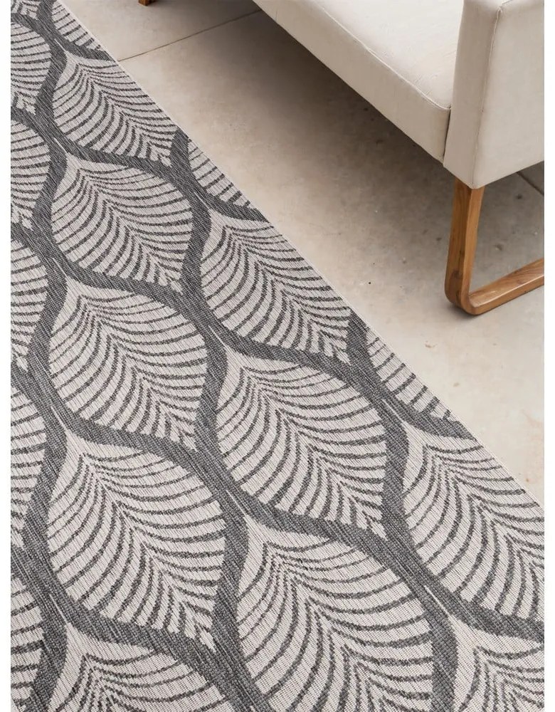 Covor tip traversă pentru interior și exterior gri/fildeș 80x250 cm Duet Liora – NORTHRUGS
