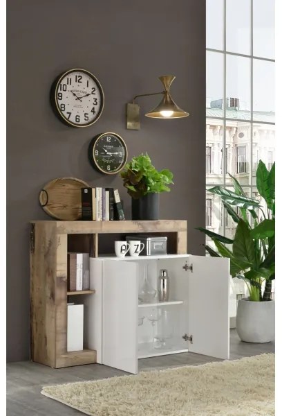 Comodă LENOR alb/maro