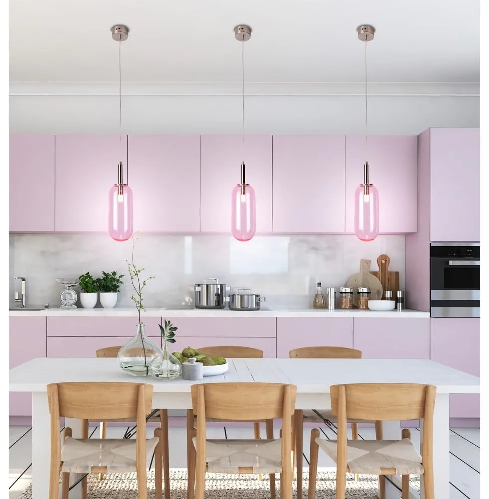 Lustră mov LED cu abajur din sticlă ø 13 cm Fiuggi – Candellux Lighting