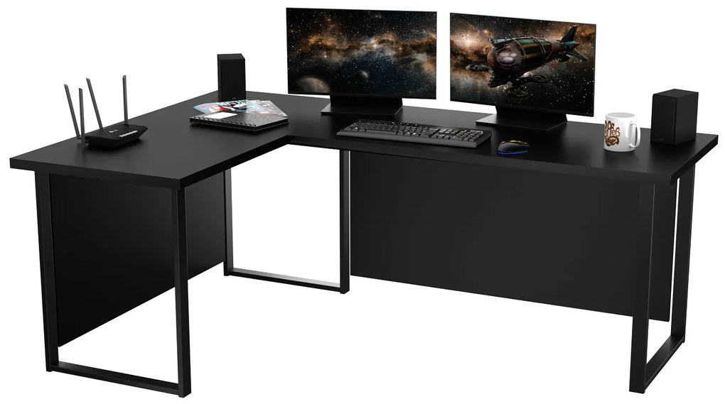 Masă PC de colț Vintid (Negru). 1054978